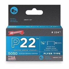 Arrow Fastener 224 Light Duty Staples, 24 Ga, Flat Crown, 1/4 In Leg L, Steel,