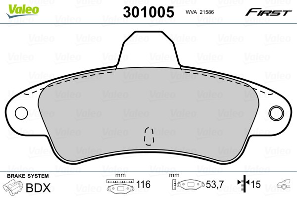 VALEO-OE 301005-OE Brake Pad Set, disc brake for FORD,FORD AUSTRALIA