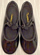 Theatricals Kids Tap Shoes 10W Black Patent Mary Jane Elastic Strap Child Dance