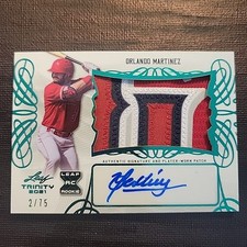2021 Leaf Trinity Patch Auto Emerald 2/75 Orlando Martinez #PA-OM2 Patch Auto G1