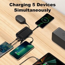20000mAh Power Bank Built-in Cables USB-C Fast Portable Charger Battery Pack