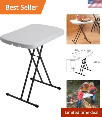 80251 Adjustable Folding Laptop Table TV Tray, 26 Inch, White Granite