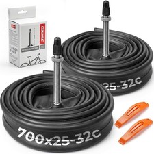 2Pcs 700x25/32c 48mm Presta Valve Bike Inner Tubes 25/32-622 Butyl Rubber Road