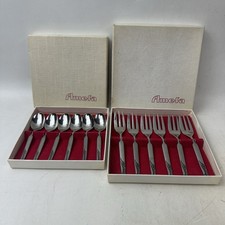 Amefa 6 Pastry Forks And 6 Teaspoons MCM Holland Vintage With Boxes