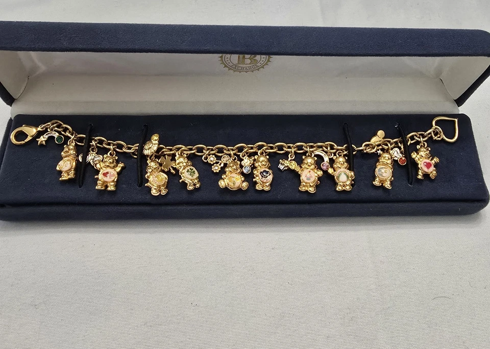 NUEVO EN CAJA Brazalete Chapado en Oro 24k y Swarovski Bradford Cuidado de Intercambio Osos Dije Foto 2 de 4