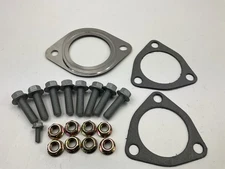 (2) Exhaust Header Collector Gaskets 2-3/8" Diameter, 3-bolt, With Bolts & Nuts