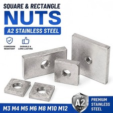 M3 M4 M5 M6 M8 M10 M12 A2 Stainless Steel Square Rectangle Nuts Thin Type