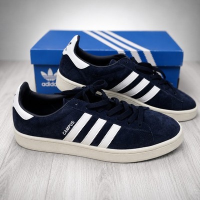Adidas Campus 80s Mens Size 10.5 Shoes Sneakers Suede Collegiate Navy White EUC 