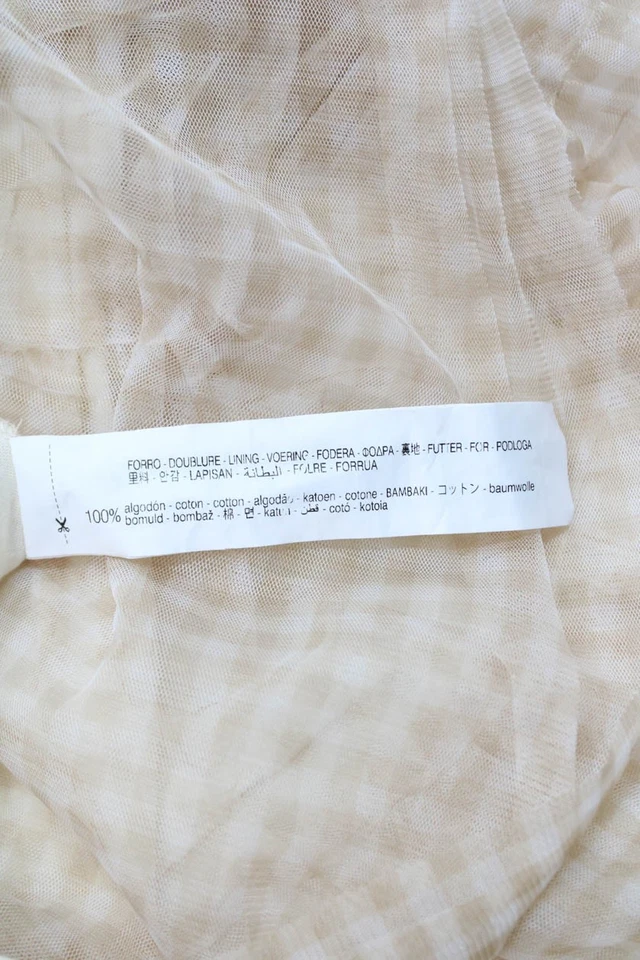 Vestido Zara Niñas Transparente Detalle Capas Estampado Guinga Manga Abullonada Beige Talla 6 Foto 3 de 4