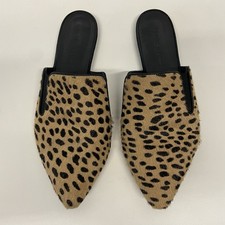 Jenni Kayne Cheetah Print Pony Hair Pointed Toe Slip On Mule Women s Sz 6
