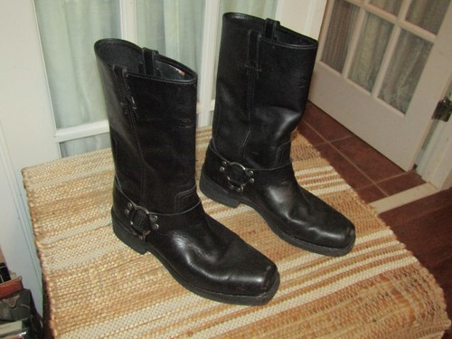 Harley Davidson Pull On schwarz Leder Harness Stiefel Herren ca. 12 M gemessen