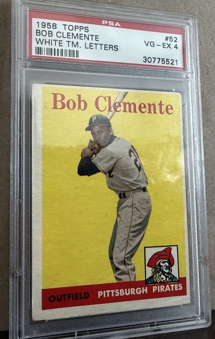 1958 Topps Bob Clemente Pittsburgh Pirates #52 PSA 4 VG-EX view 3