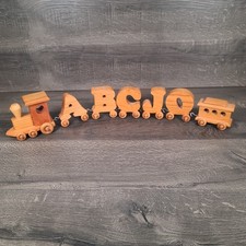 Vintage 7 Piece Wooden Train With Letters "ABCJO"