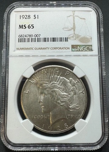 1928 SILVER PEACE DOLLAR NGC MS65 11XEIB25