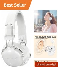 Bluetooth 5.4 On-Ear Headphones with Foldable Design  Exceptional Sound - White