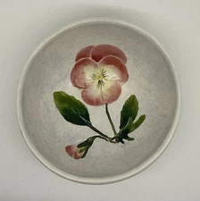 Salt Marsh Pottery Trinket Bowl Dish Pink Pansy Flowers