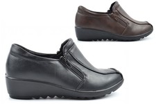 Womens Wide Fit Shoes Ladies Extra Wide Shoes 3E Width EEE Shoes Brown/Black