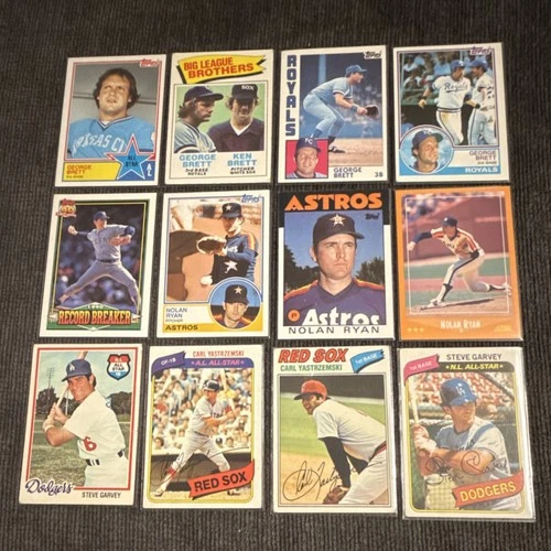 Nolan Ryan George Brett Yaz Vintage Baseball Card Lot HOF Stars 12 Cards”