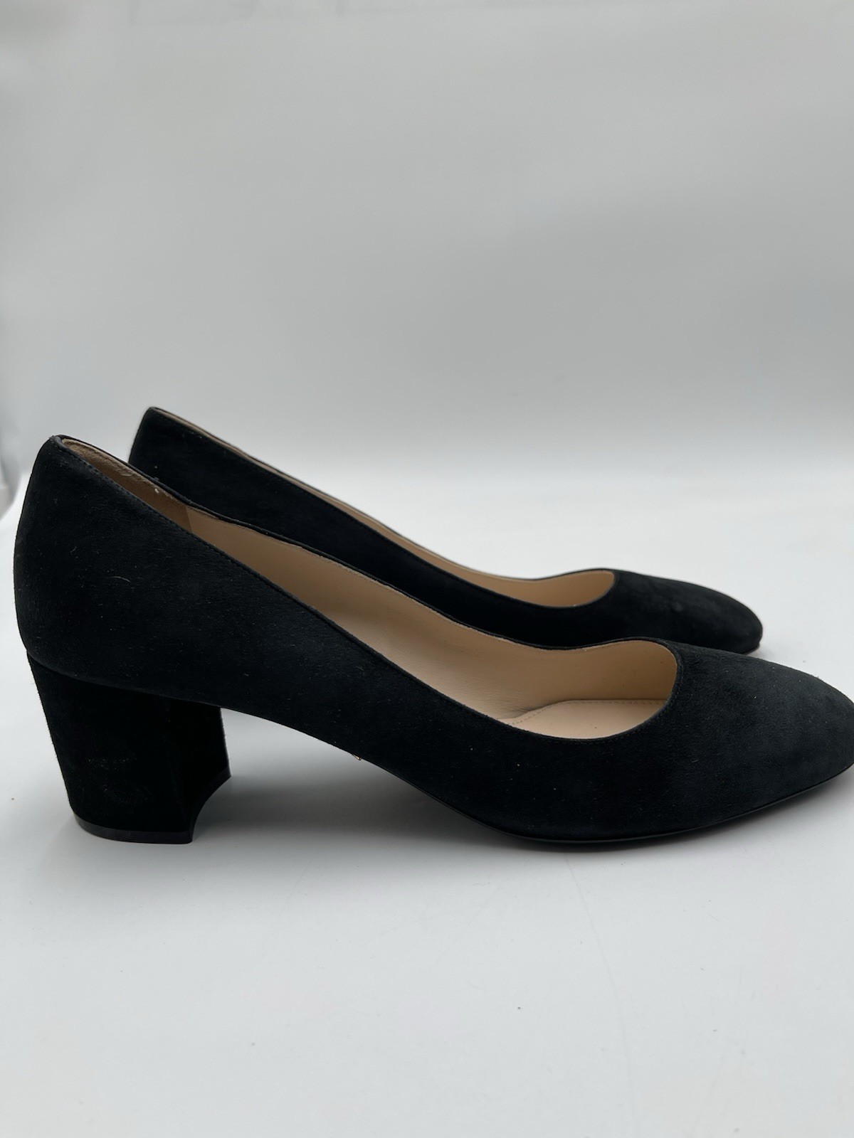 Women’s Prada Block-Heel Round Toe Pumps Black Suede Size 39