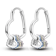 MULA Colorful Hearts Hoop Earrings AAA CZ For Women Jewelry 925 Sterling Silver