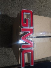 Vintage / Classic GMC Red Chrome Badge Truck / Van Grille Emblem C/K Sierra OEM