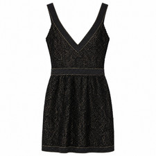 NWT Y2K Cosmopolitan Black Lace Cocktail Dress XS Gold Shimmer Glam Partycore
