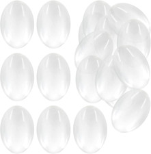 72PCS Oval Glass Cabochons, Flat Back Clear Transparent Dome Tiles, Transparent