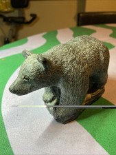 Vintage Hand  Caved Bear Figurine By The Wolf Sculptures Made In Canada.
