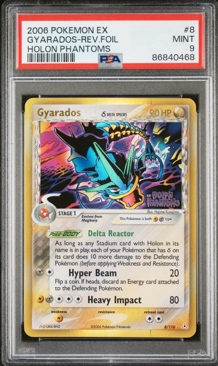 2006 Pokemon Gyarados 8/110 EX Holon Phantoms Reverse Holo Foil PSA 9