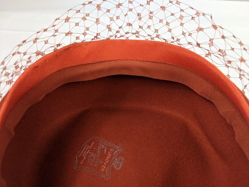 Cappello vintage lana rossa Glenover Henry Pollack con fiocco e rete berretto Union Made - Foto 12 di 17