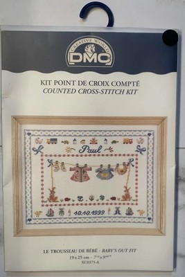 DMC Creative World Baby s Outfit Counted Cross Stitch Kit Farmhouse Sampler New