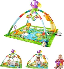 Fisher-Price Baby Playmat Rainforest Music & Lights Deluxe Gym with 10+ Toys