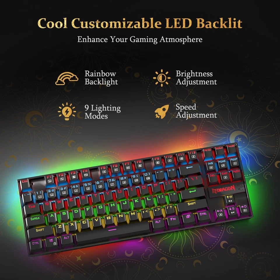 K552 Mechanical Gaming Keyboard, 87-Key Compact, LED Gaming Keyboard with Red... - Image 2 of 4