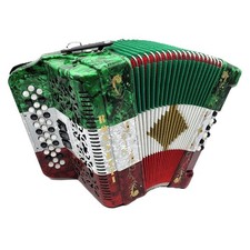 Rossetti 3-Switch 34-Button Diatonic GCF Accordion 12 Bass - Red/White/Green