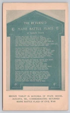 Augusta ME Returned Maine Battle Flags of Civil War Bronze Tablet Postcard