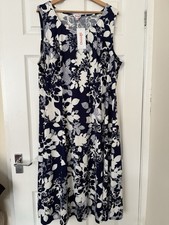 Slimma Black And White Floral Holiday Dress Size UK 24