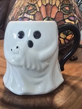 Halloween Ghost Shaped Coffee Mug Holding Ghost Dog NWT