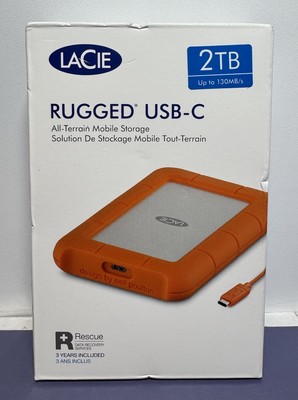 LaCie - Rugged 2TB External HDD USB-C USB 3.1 Gen 1 Portable Drive Job - Orange