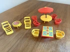 Vintage Little People Patio Furniture Umbrella Table Grill Chairs Picnic Set