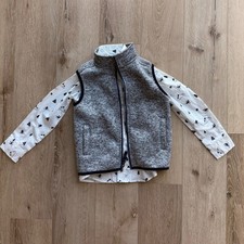 Boys Gray Sweater Fleece Vest with Button Down Shirt Set Outfit NWT size 5