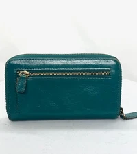 JILL-E DESIGNS Green Leather Zip Around Wallet
