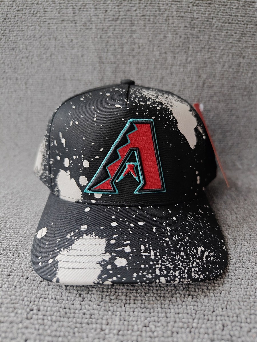 Mitchell & Ness Arizona Diamondbacks Black White Splatter A Logo Snapback Cap