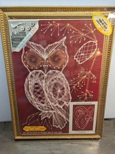 Vtg. String Art Kit Framed Owl Ram Design Easy Line- Complete Craft Set SEE