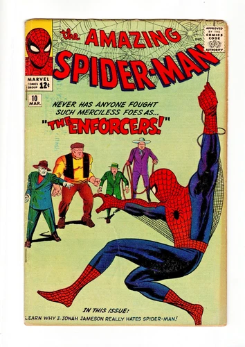 AMAZING SPIDER-MAN #10 VG- 3.5 1ST FULL APPEARANCE ENFORCERS! MARVEL 1964 🔥🥵