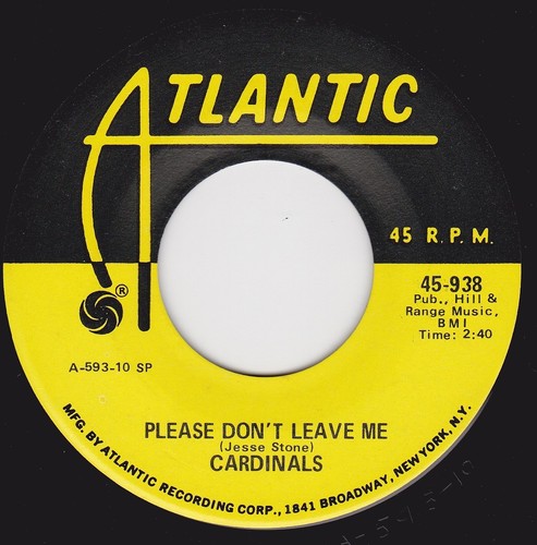 CARDINALS - "SHOULDN'T I KNOW" b/w "PLEASE DON'T LEAVE ME" on ATLANTIC RI (M-) - Picture 2 of 2