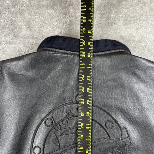 VTG 90's Dive Bomber Jacket Mens Large Black 100% Leather Quilted Lined Full Zip - Bild 15 von 17