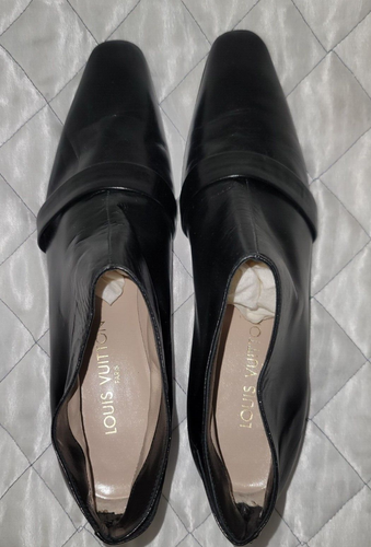 LV Louis Vuitton Black Leather Ankle Boots 38.5 NEW WITH BOX