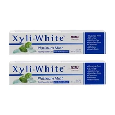 2 x NOW XyliWhite Platinum Mint Toothpaste Gel Baking Soda 6.4 oz