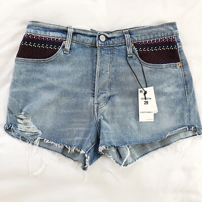 NWT LEVI'S Women's 29 Made & Crafted 501 Shorts Cut-Offs Button High Selvedge