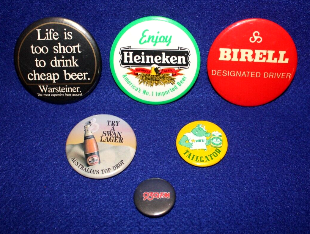 Beer Pin Back ButtonHeineken Warsteiner Swan Lager Birelli DD